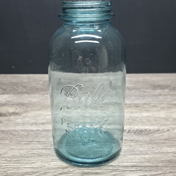 Vintage Blue Ball Perfect Mason Jar Aqua Glass 2 Quart Half Gallon Canning Jar 9